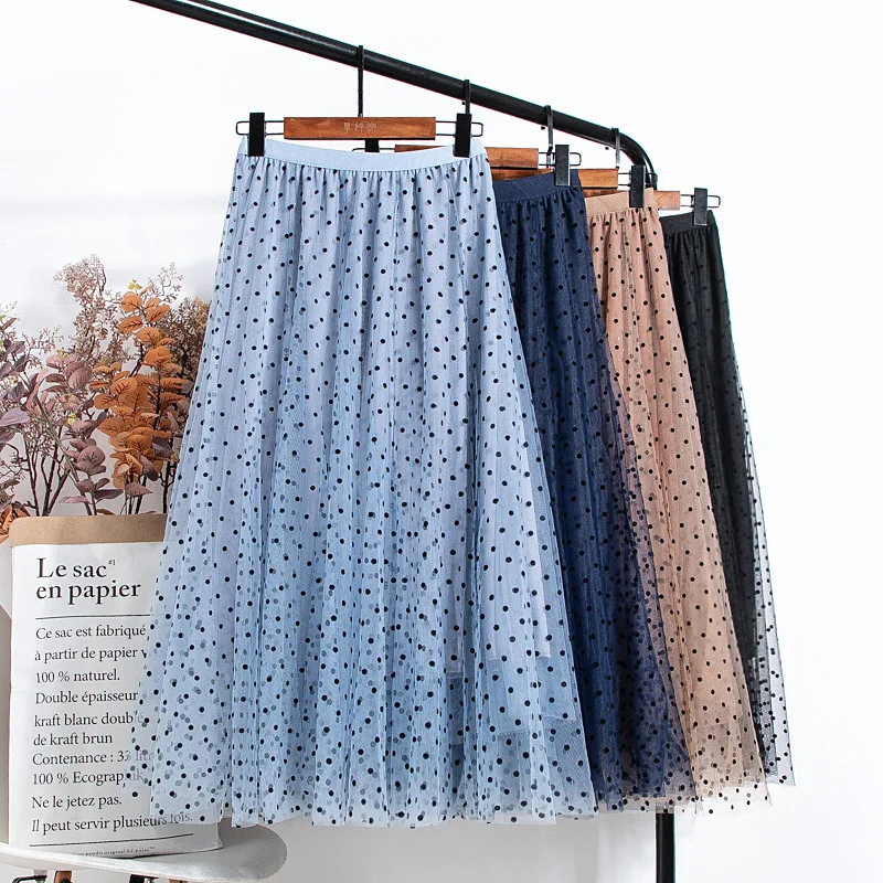 Длинные фатиновые Миди-юбки женские 2021 летняя юбка из эластичного материала с