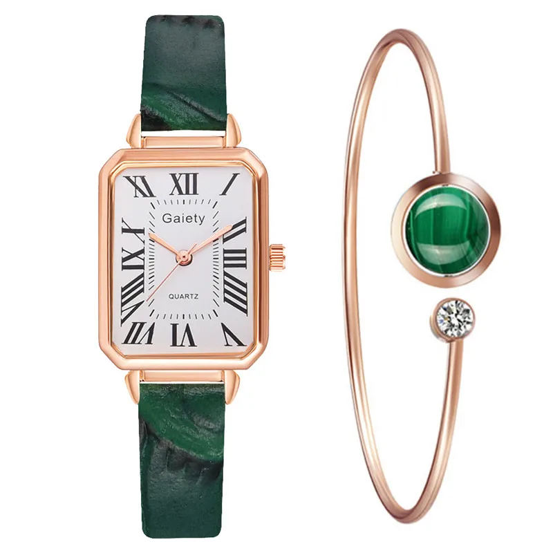 

Reloj Mujer Women Diamond Watch Starry Square Dial Bracelet Watches Set Ladies Leather Band Quartz Wristwatches Female Clock