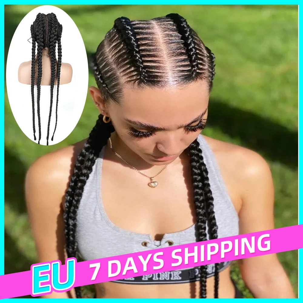 

Braided Wigs Synthetic Lace Wig Natural Dark 32 Inches Black Burgundy Wig For Black Women American African Wig Wholesale