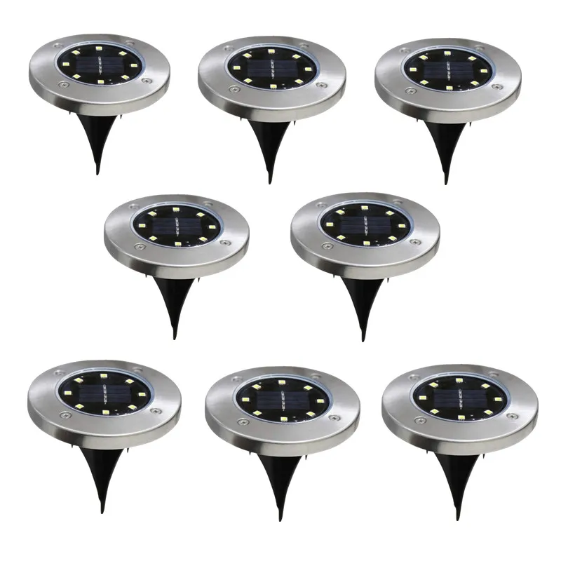 

1/2pcs Solar Powered Ground Light Waterproof Garden Pathway Deck Lights with 8/10 LED Lamp for Home Yard Driveway Lawn Road