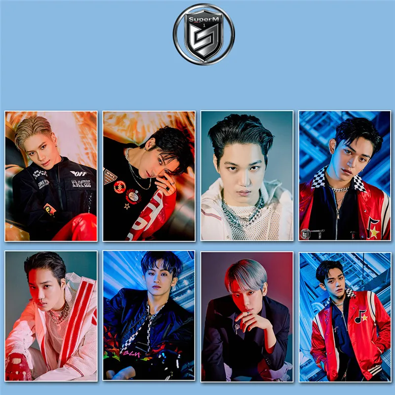 

KPOP 2pcs/set SuperM New Album 100 Poster Stickers Wall Banner Home Decoration BAEK HYUN KAI LUCAS MARK Fans Collection v35