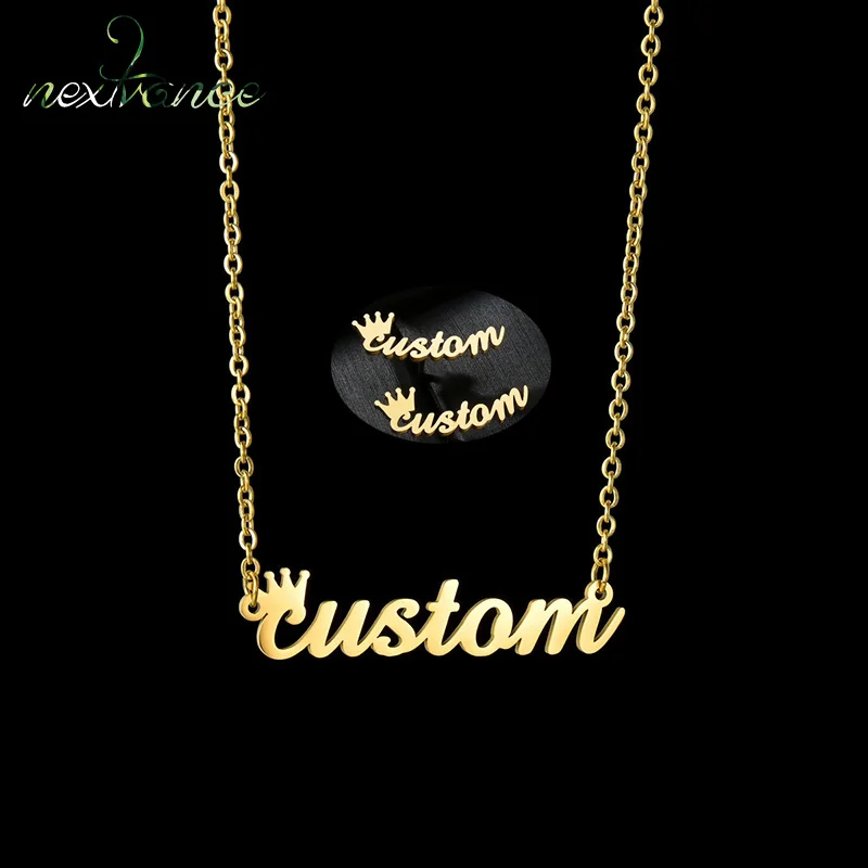 

Nextvance Custom Necklace Earrings Bracelet Stainless steel Personality Crown Pendant Suit Unisex Anniversary Best Jewelry Gift