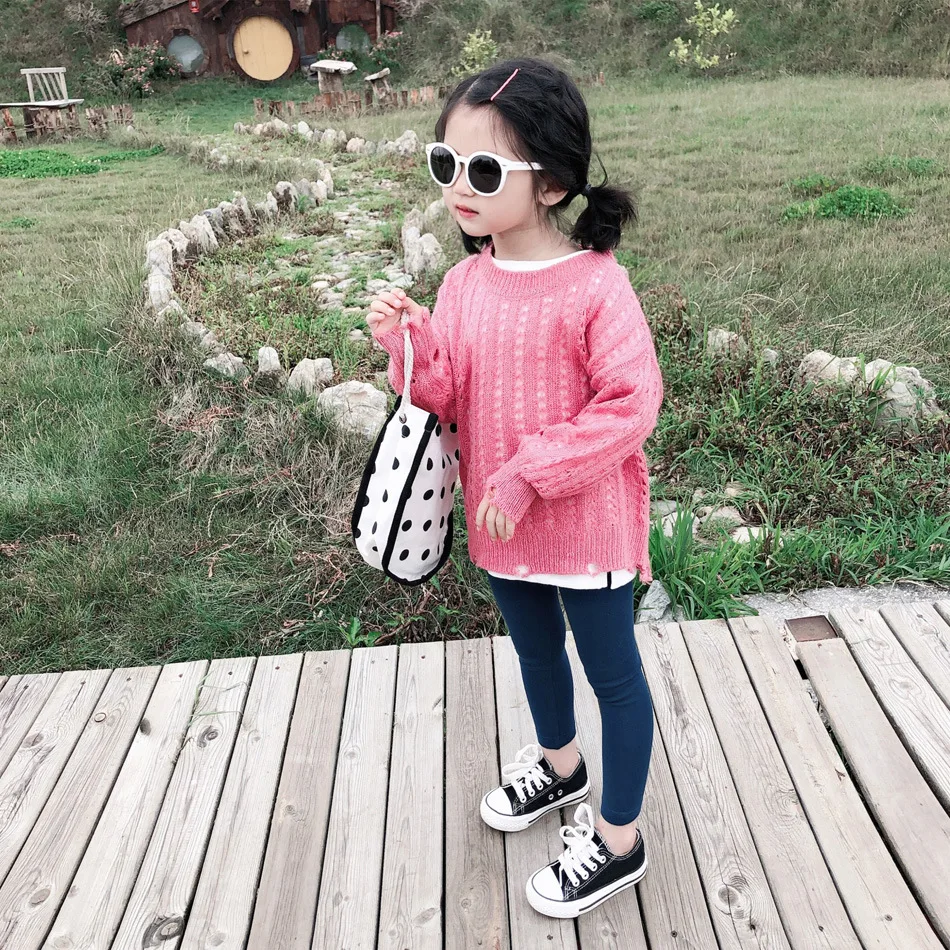 

Celveroso Girls Infant Sweater Children Knitted Spring Clothes Solid Hollow Pullover Candy Color Sweater For Girls Clothing