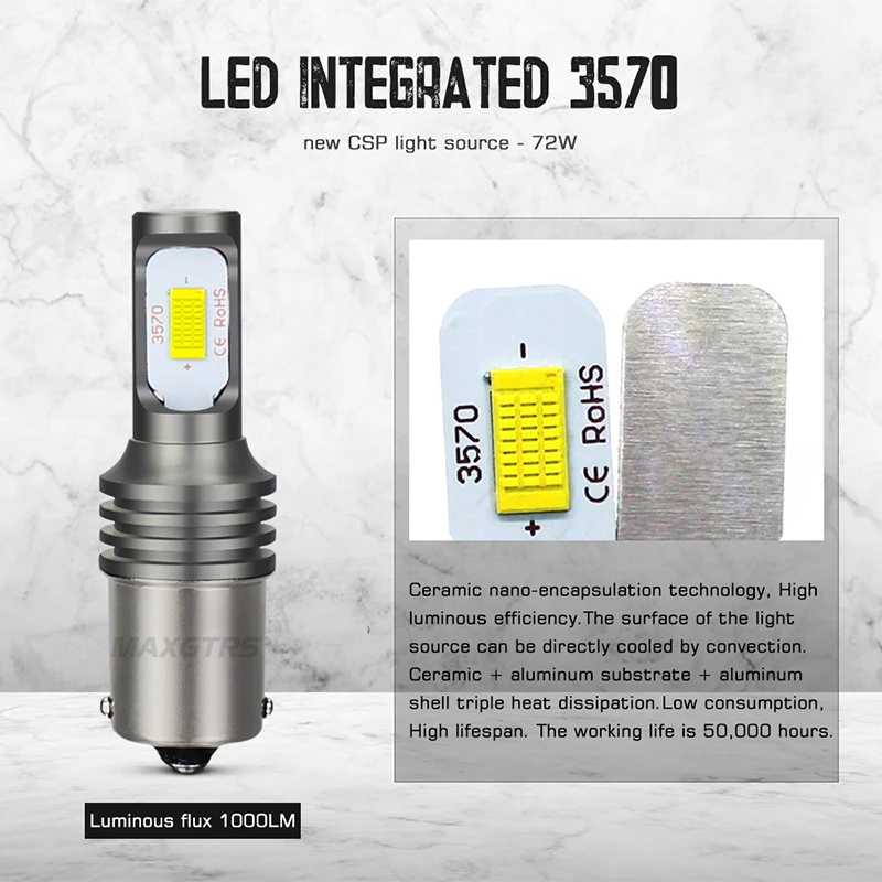 2 шт. P21W светодиодный 1156 BA15S светодиодный светильник автомобиля s 72 Вт Сигнал поворота Задний тормозной светильник Canbus R5W CSP светодиодный s 12 в 24 В автомобильная лампа