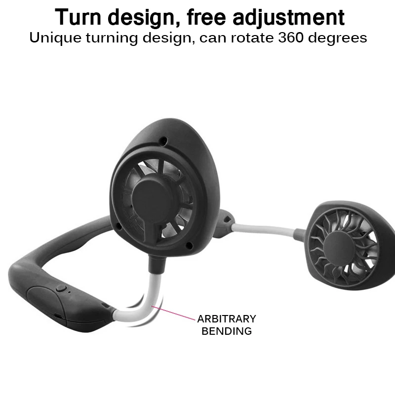 Новый портативный USB-вентилятор с регулировкой на 360 ° свободные руки шейный