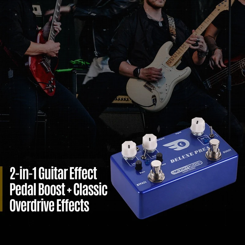 Mosky Deluxe Preamp Guitar Effect Pedal 2 In 1 Boost Classic Overdrive Effects Metal Shell With True Bypass Accessories | Спорт и