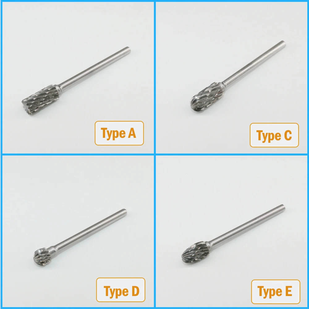 

New 10pc 1/8" Shank Tungsten Carbide Milling Cutter Rotary Tool Burr Double Diamond Cut Rotary Dremel Tools Electric Grinding