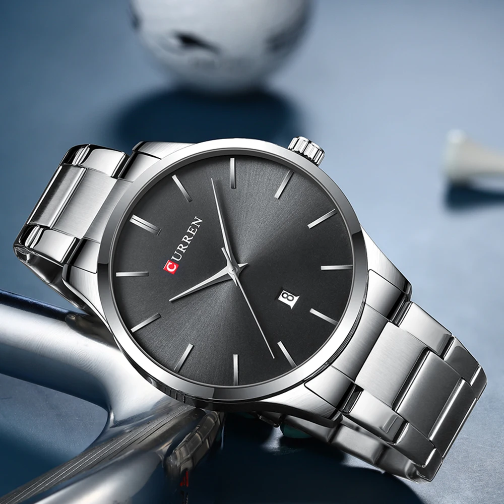 

Casual Business Watches for Men Classic Black Watch Top Brand CURREN Quartz Clock Male Stainless Steel Band Wristwatch