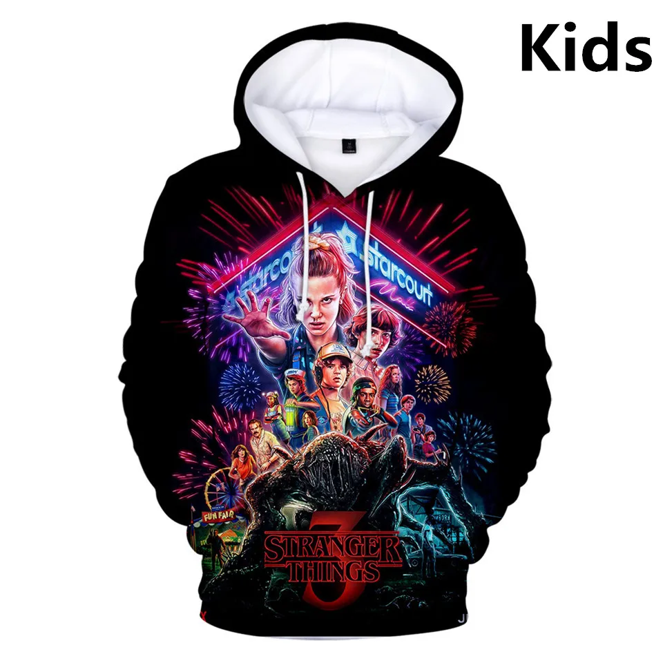 

3 To 14 Years Kids Hoodie Tv Series Stranger Things 3D Printed boy/girls Hoodies Sweatshirt Cartoon Coat Teen Clothes pullover
