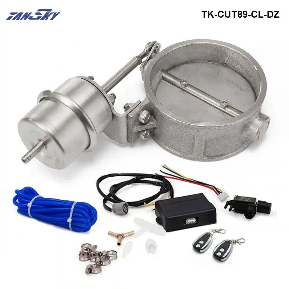 Exhaust Control Valve Set With Vacuum Actuator CUTOUT 89mm Pipe CLOSE STYLE W/Wireless Remote Controller TK-CUT89-CL-DZ