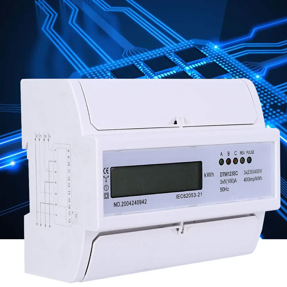 

DTM125SC Power Meter Din Rail 3 20-80A Phase LCD Digital Display Power Consumption Energy Electric Meter kWh AC 220V 380V 50Hz