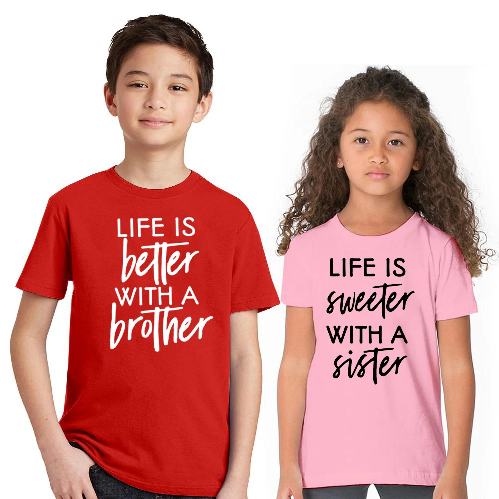 Лучшая и подметальная Футболка с принтом Brother/sister подходящая для всей семьи