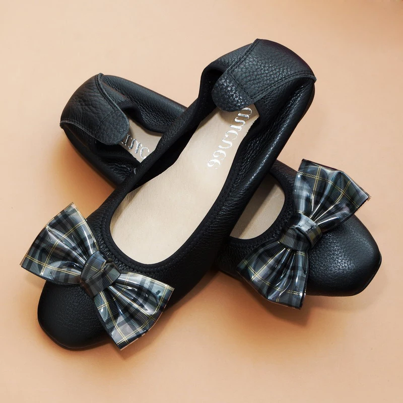 

Женские балетки на плоской подошве в клетку с бантом; женские лоферы из натуральной кожи в Корейском стиле; женская обувь на плоской подошве...