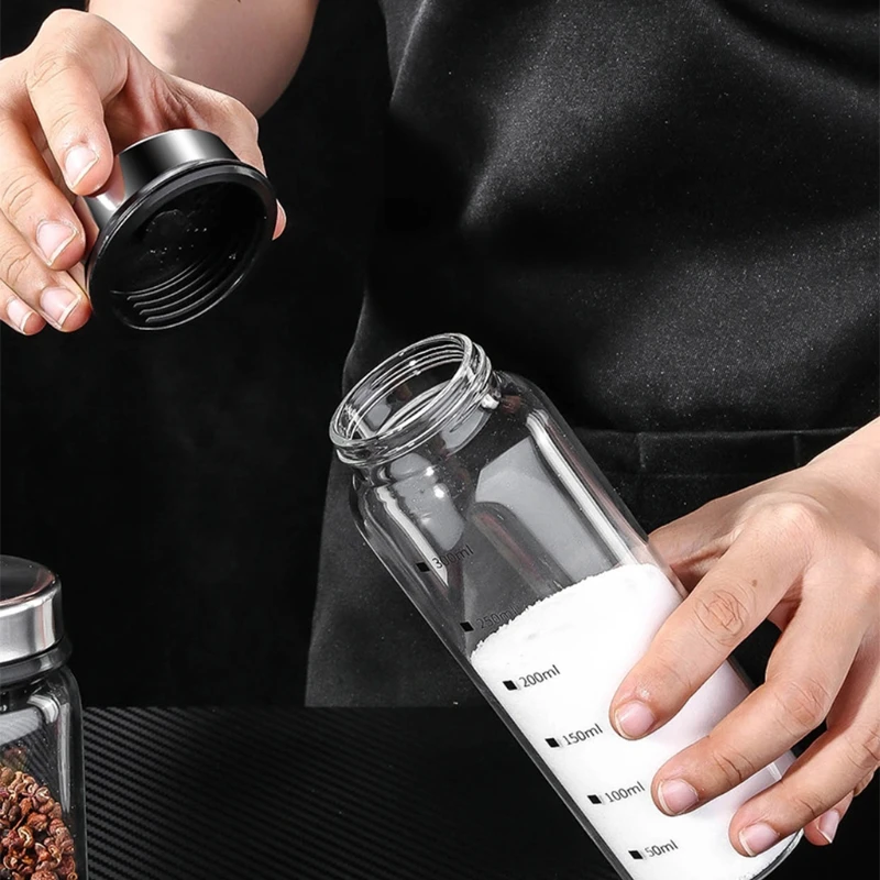 

Glass Spice Jar Bottle for Seasoning Condiment Salt Pepper Storage with Lid Airtight Caps Kitchen Supplies