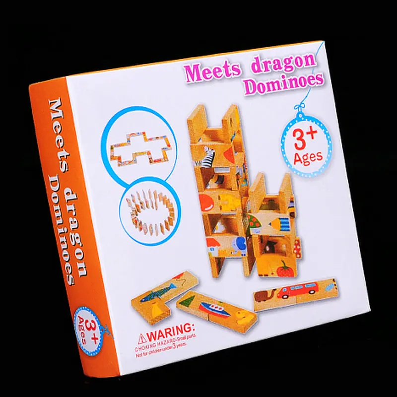 

Free Shipping 28pcs Beech Animal Domino Solitaire Puzzle Game Kids Wooden Toy Educational Early Learning Jigsaw Blocks Baby Gift