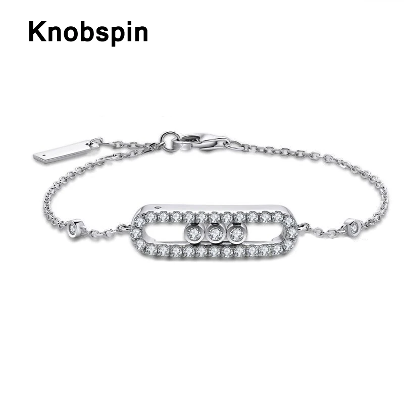 

Knobspin 100% 925 Sterling Silver Fashion Luxury Button High Carbon Diamond Charm For Women Bracelets Fine Jewelry Love Wedding