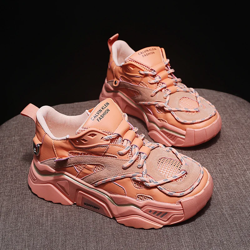 

2020 spring and summer thick-soled daddy shoes running fashion show feet small solid color muffin sneakers Z538