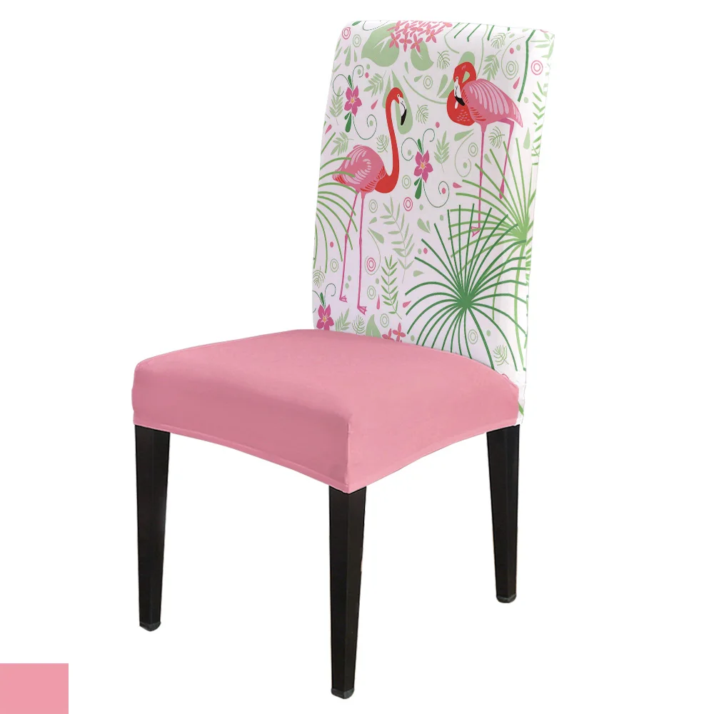 

Flamingo Flower Tropical Plant Chair Cover Spandex Elastic Printing Dining Chair Kitchen Seat Case Stretch