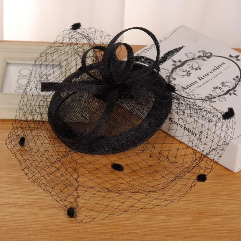 Свадебный чистая перо Шапки белый красные черные клетка Чистая Свадебные