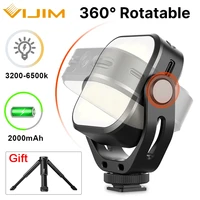vijim vl66 led video light on camera u stand and softbox 360 rotable mini rechargeable cri95 3200k 6500k led camera fill light