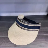 straw hat sun visor cap lady holiday beach uv protection topless stab fashion casquette caps