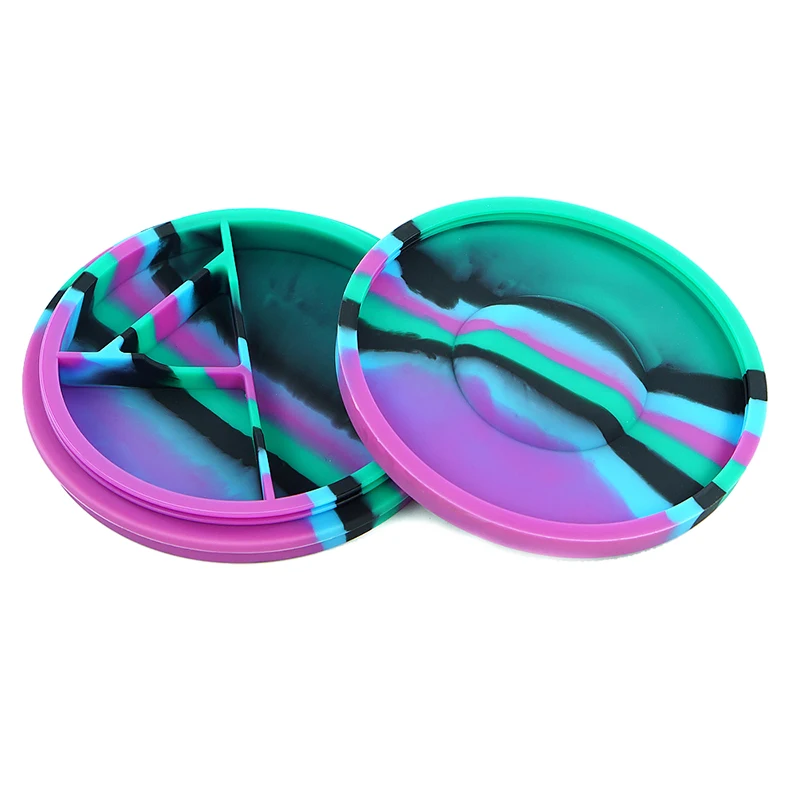 

40ml Silicone Container Dab Box Wax Oil Ointment Jar with 4 Separate Spaces and Metal Dabber Smoking Accessories Storage