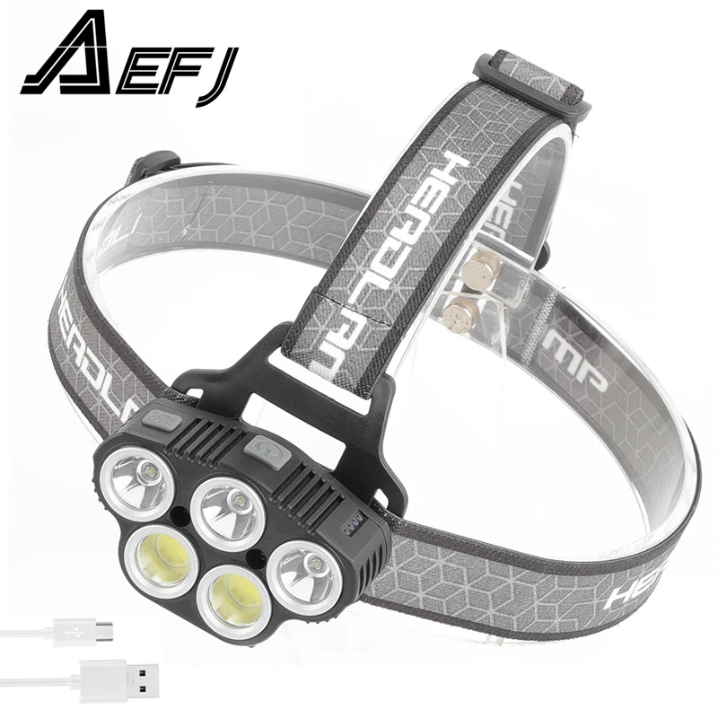 Налобный фонарь TYPE-C светодиодный перезаряжаемый с датчиком движения 3 * XPE COB