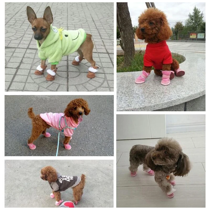 4 шт./компл. осень-зима собака Обувь для кошек противоскользящие щенков зимние