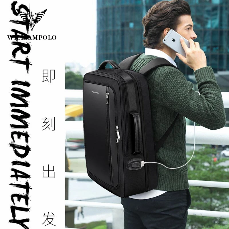 

WilliamPolo Men Luxury Backpack Multifunctional Waterproof Travel Business Anti Theft Backpack USB Charge Travel Notebook Bag