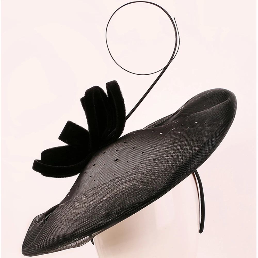 Женская шляпка-вуалетка с перьями FS черная шляпка-Вуалетка вуалью для свадебной