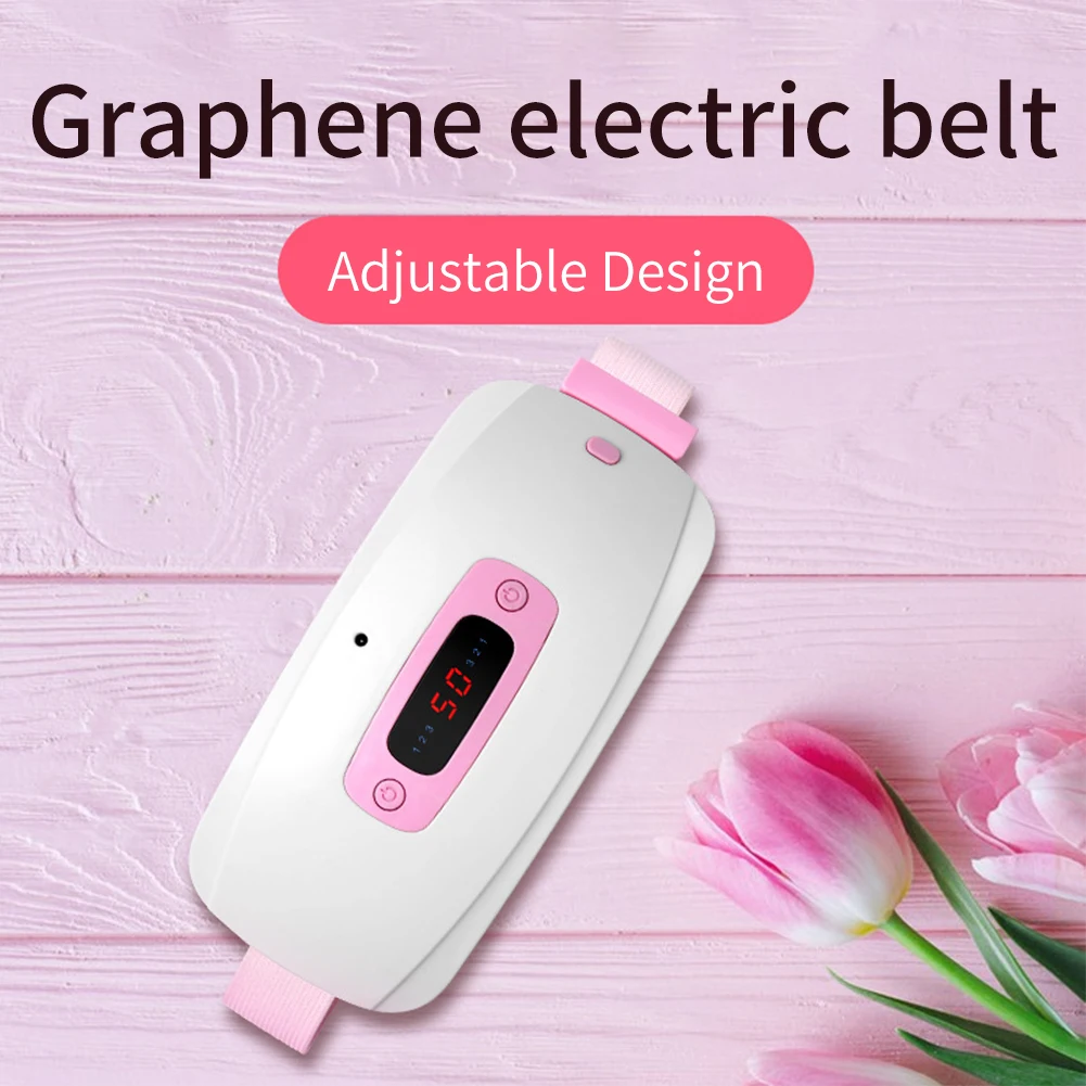 

Women Girls Adjustable Temperature Health Care Heated Waist Belt 3 Vibration Massage Modes Belly Electric Cordless Fast Heating