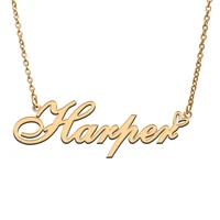 love heart harper name necklace for women stainless steel gold silver nameplate pendant femme mother child girls gift