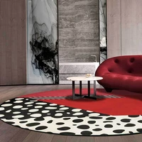 fashionable modern simple black and white spotted red living room bedroom basket chair round mat carpetcustom size