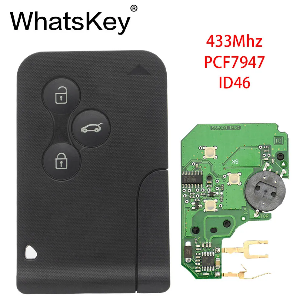 Type A Remote Key WhatsKey 5 шт. 433 МГц ID46 PCF7947 чип с аварийным маленькое лезвие умный дистанционный Автомобильный ключ для Renault Megane Scenic card 2003-2008 - Цвет: Type A Remote Key