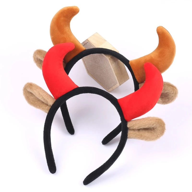 Плюшевые коровьи уши и ободок с рогом забавные животные Косплей Костюм для