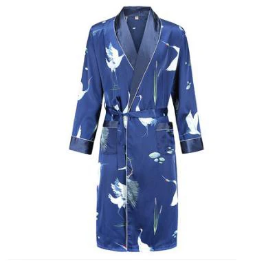 robe 5 Мужской банный халат, мужские атласные шарфы, пижама с принтом тигра, мужская летняя одежда, мужская атласная пижама, Свободная Домашняя одежда - Цвет: robe 5