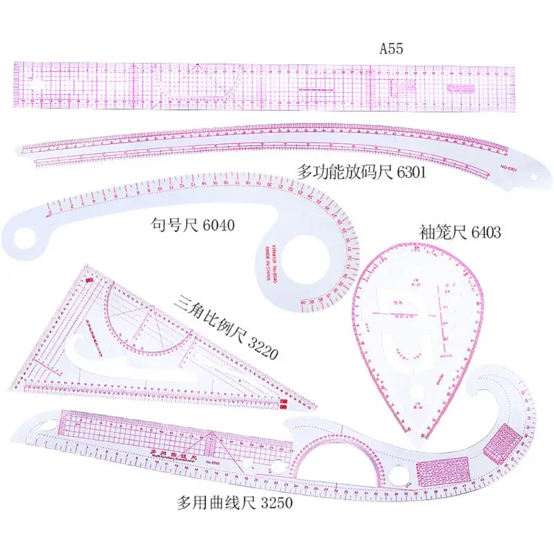 

6pcs Practical Sewing French Curve Cutting Ruler Measure Dressmaking Tailor Drawing Craft Tools Set Dropshipping
