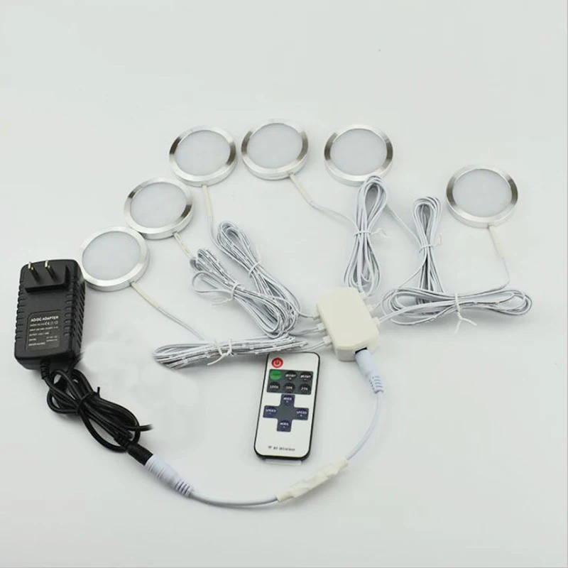 remote control led under cabinet kitchen light with 12v power adapter dimmable closet wardrobe showcase lamp for home bookshelf free global shipping