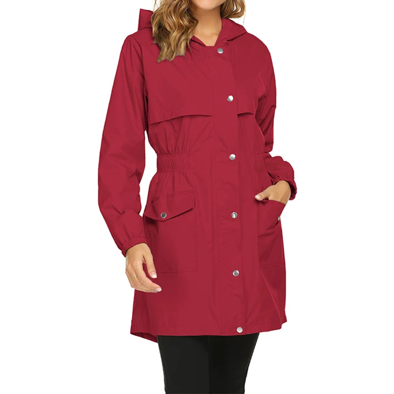 Sfit женский плащ легкий с капюшоном Длинная ветровка для улицы дышащий дождевик