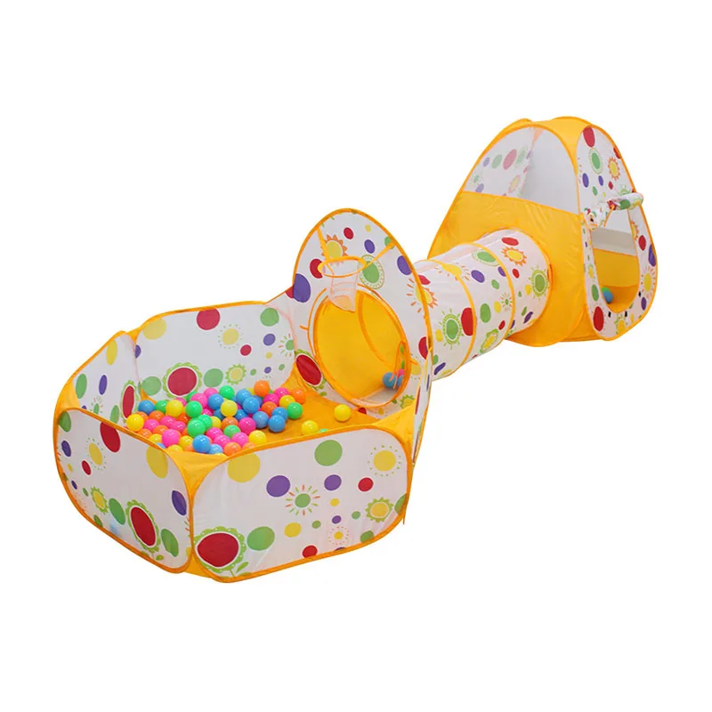 

Baby Inner Three-piece Playpen Children's Tent Game House Indoor Playground Crawling Tunnel Folding Shot Ball Pool