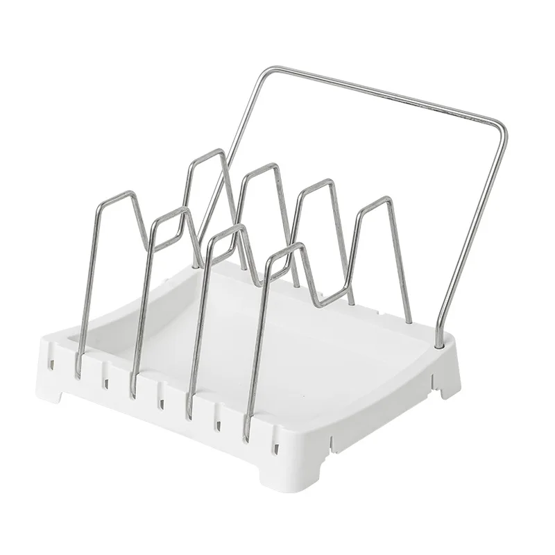 

Kitchen Storage Rack Cookware Organizer Adjustable Bakeware Holder Pan Lid Shelf Stainless Steel Pantry Cabinet Storage Rack