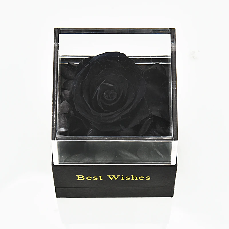 black rose 9 стилей вечные розы цветы с подарочной коробкой поздравительная открытка Forever Rose новогодние подарки для женщин Прямая поставка - Color: black rose