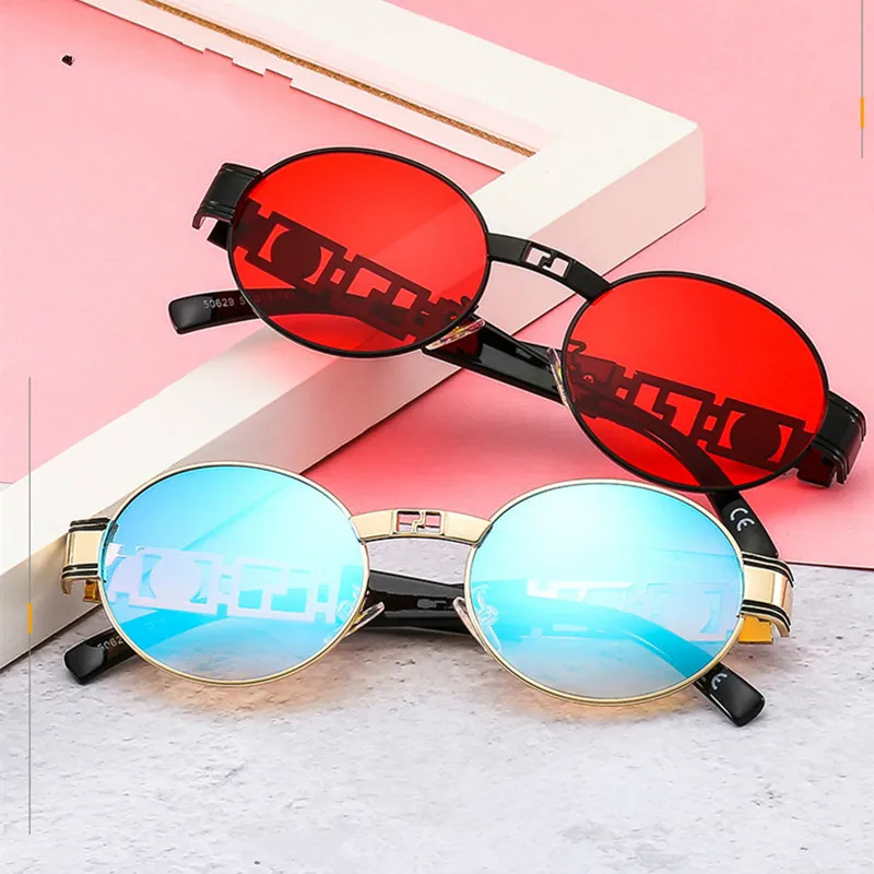

Vintage Round Sunglasses Men 2020 New Luxury Women Oval Color Lens Punk Glasses Fashion Eyewear UV400 Gafas De Sol