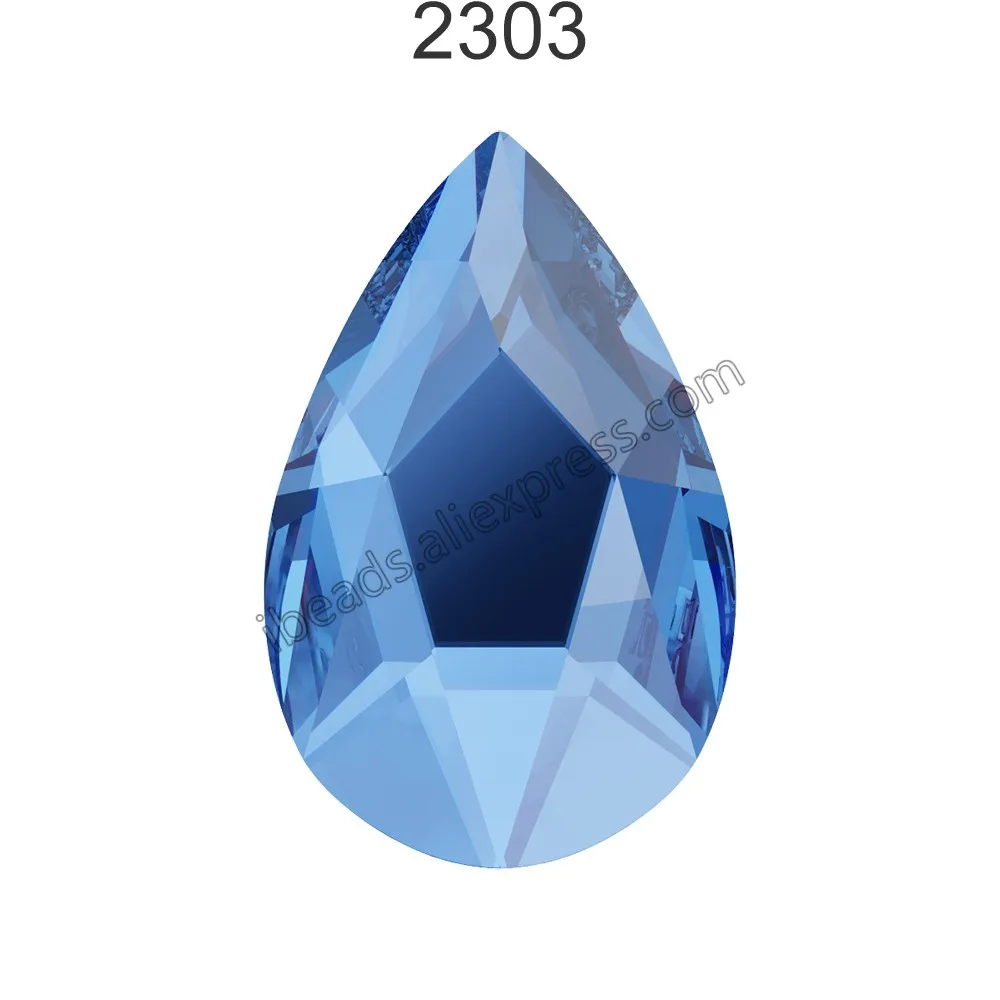 Оригинальные кристаллы Swarovski 2303 груша с плоской задней частью без горячей фиксации Стразы для дизайна ногтей DIY украшения одежды - Цвет: Sapphire 206 F