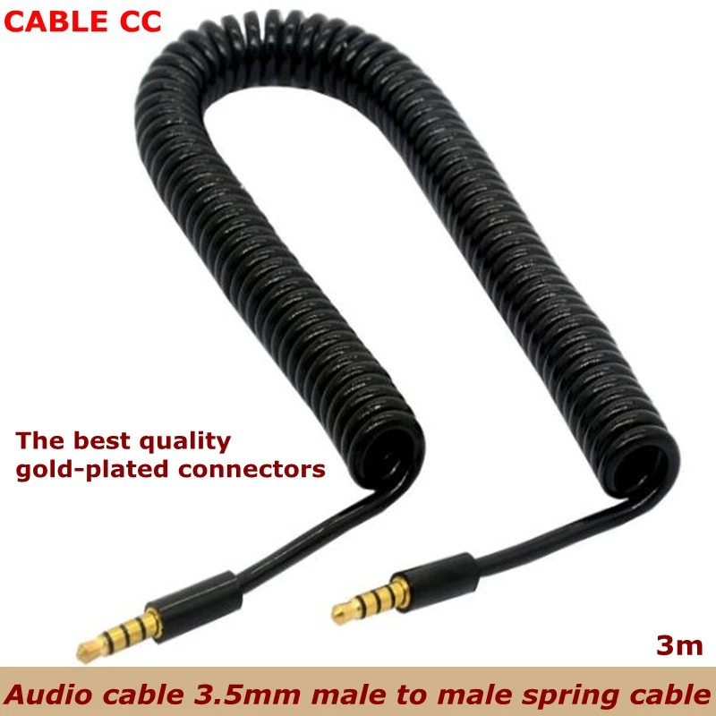 

Gold-plated 4-stage spring telescopic audio male to male spiral car AUX audio cable DC3.5 male to male 3 meters for mobile compu