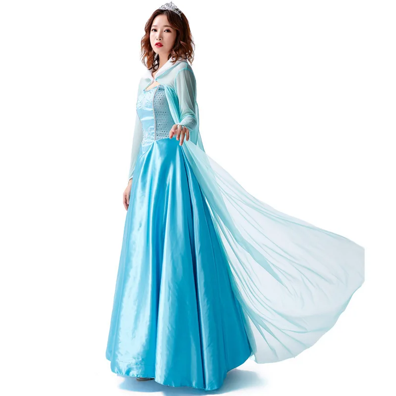 Halloween Adult Elsa Queen Fantasia Cosplay Costume Carnival Party Fairy Tale Princess Women Fancy Dress for Animation Role Play |