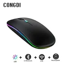 Беспроводная Бесшумная компьютерная мышь RGB, совместимая с Bluetooth, эргономичная мышь для ipad, ПК, ноутбука, Macbook Air, USB 2,4G, бесшумная мышь