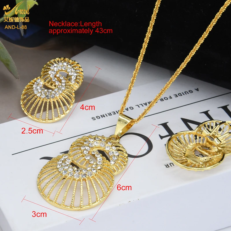 

Dubai Jewelry Set Gold Plated Necklace Pendant Earring Set For Women African France Wedding Party Jewelery Ethiopia Bridal Gifts