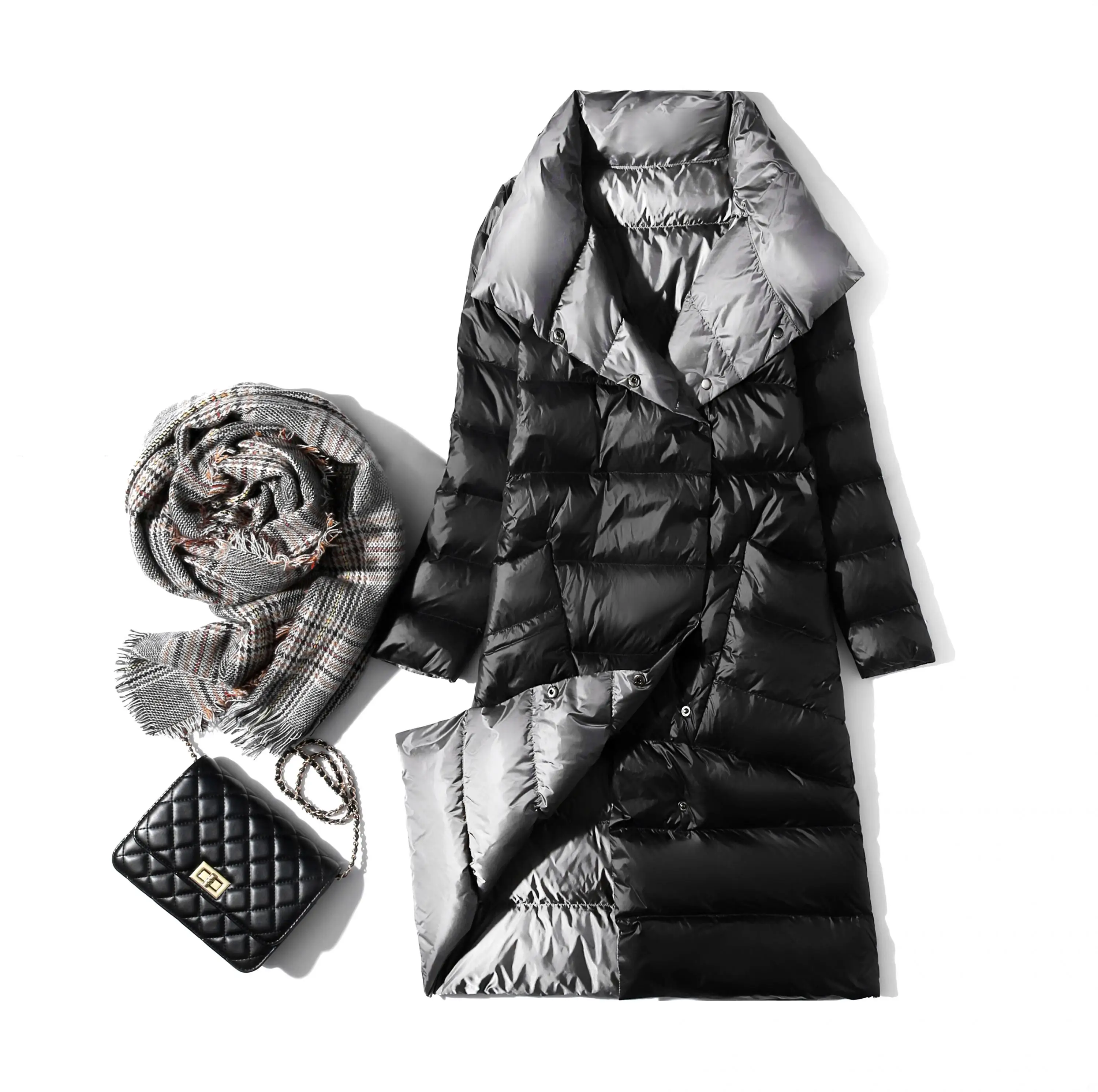 Модная зимняя Ультралегкая куртка на утином пуху новинка 2019 двухстороннее