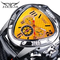 jaragar triangle mens mechanical watch luxury automatic wristwatch man 3 dials design watches black strap relogio masculino